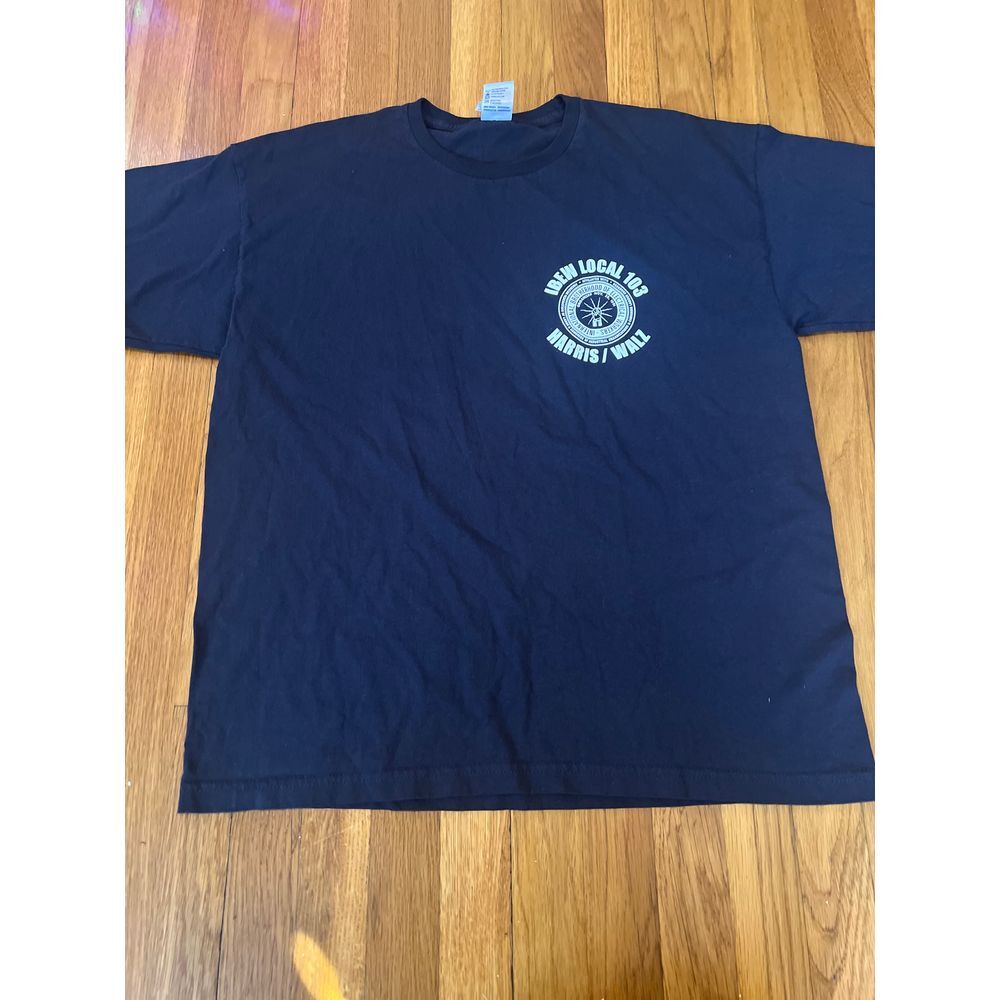 IBEW 103 Boston Harris Walz 2024 Shirt Navy Size XL Electricians‎
